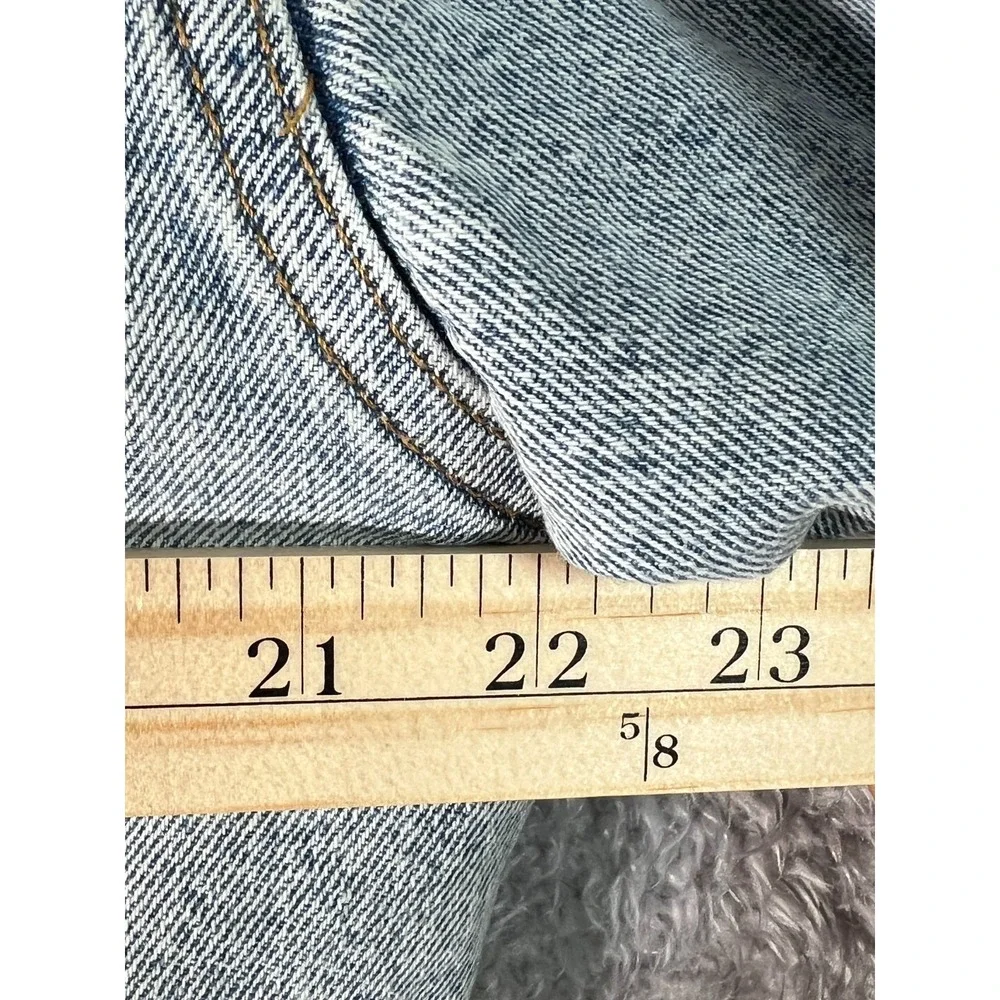 &Denim Lined Jean Jacket Small Light Wash Western‎ Y2K Casual Destressed Warm